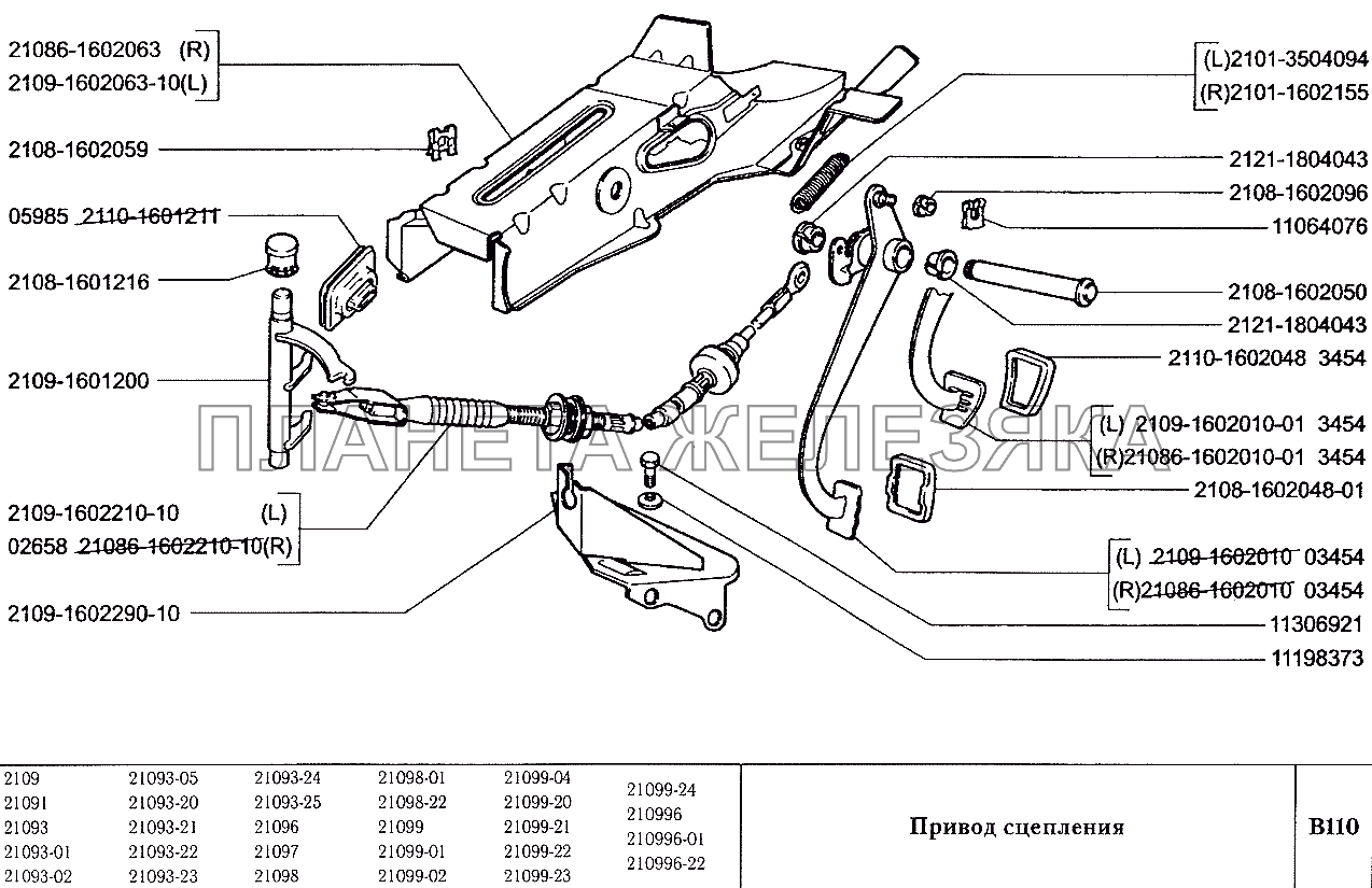 Привод сцепления ВАЗ-2109
